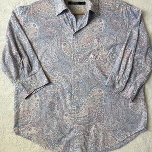Lauren Ralph Lauren Paisley Button-Down Shirt in Light Blue and Pink